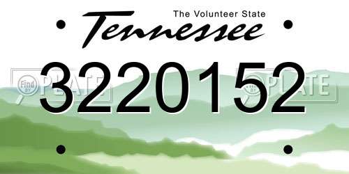 3220152 Tennessee License Plate