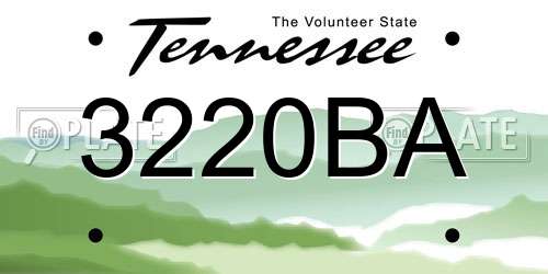 3220BA Tennessee License Plate