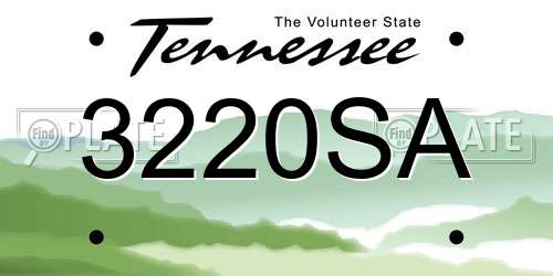 3220SA Tennessee License Plate