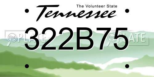 322B75 Tennessee License Plate