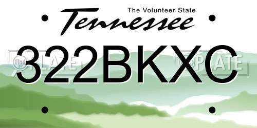 322BKXC Tennessee License Plate
