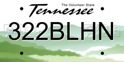 322BLHN Tennessee License Plate