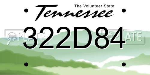 322D84 Tennessee License Plate