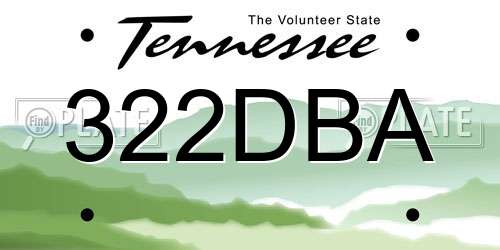 322DBA Tennessee License Plate