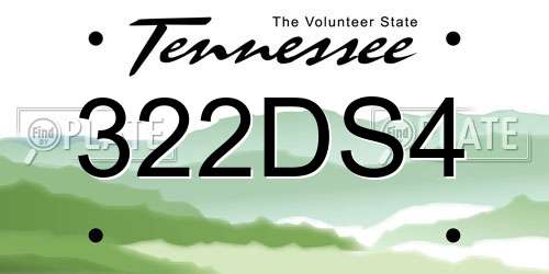 322DS4 Tennessee License Plate