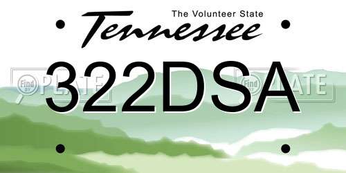 322DSA Tennessee License Plate