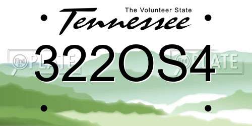 322OS4 Tennessee License Plate