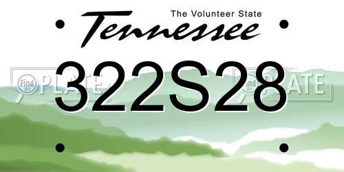 322S28 Tennessee License Plate