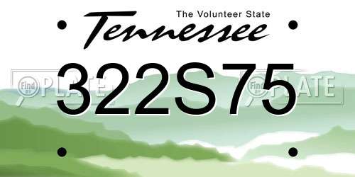 322S75 Tennessee License Plate