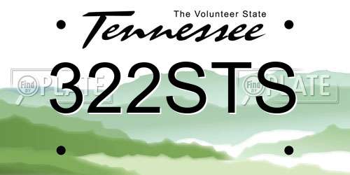 322STS Tennessee License Plate