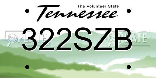 322SZB Tennessee License Plate