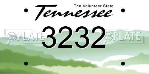 3232 Tennessee License Plate