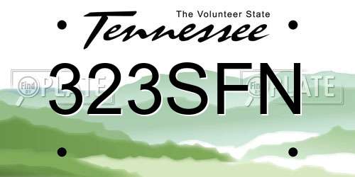 323SFN Tennessee License Plate