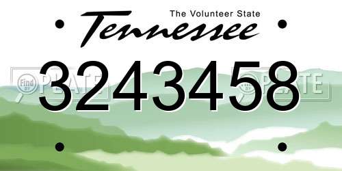3243458 Tennessee License Plate