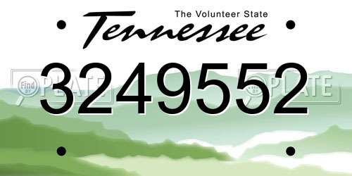 3249552 Tennessee License Plate