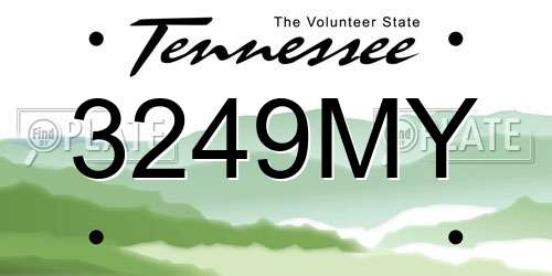 3249MY Tennessee License Plate