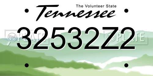 32532Z2 Tennessee License Plate
