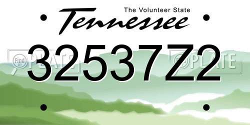 32537Z2 Tennessee License Plate