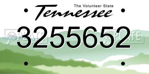 3255652 Tennessee License Plate
