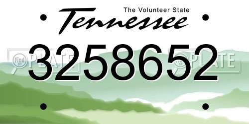 3258652 Tennessee License Plate