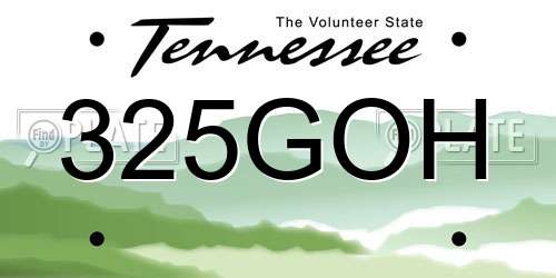 325GOH Tennessee License Plate