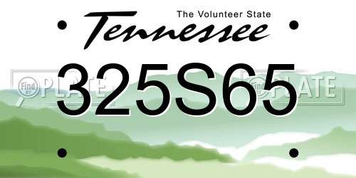 325S65 Tennessee License Plate