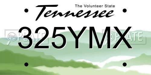 325YMX Tennessee License Plate