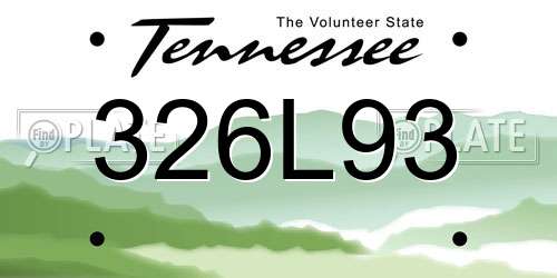 326L93 Tennessee License Plate
