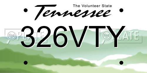 326VTY Tennessee License Plate