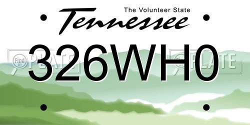 326WH0 Tennessee License Plate