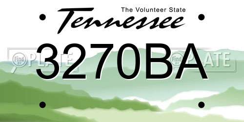 3270BA Tennessee License Plate