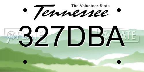 327DBA Tennessee License Plate