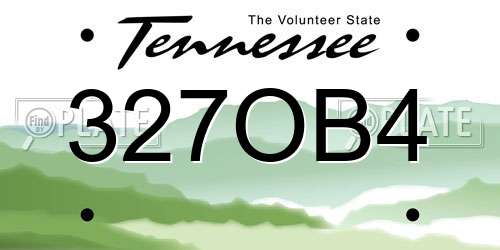327OB4 Tennessee License Plate