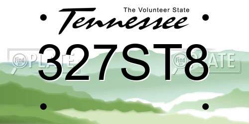 327ST8 Tennessee License Plate