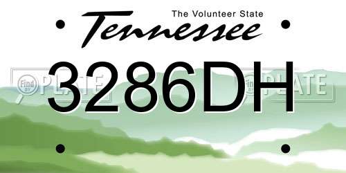 3286DH Tennessee License Plate