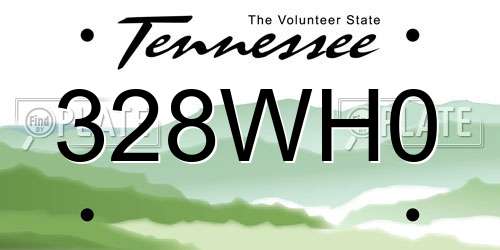 328WH0 Tennessee License Plate