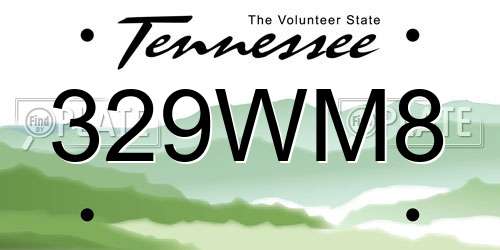 329WM8 Tennessee License Plate