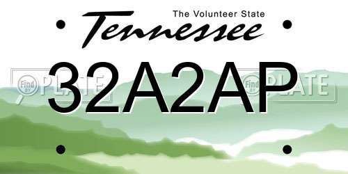 32A2AP Tennessee License Plate
