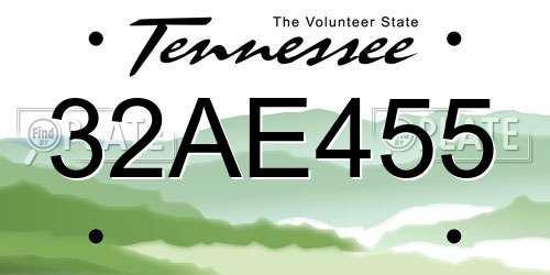 32AE455 Tennessee License Plate