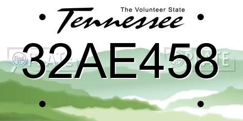 32AE458 Tennessee License Plate