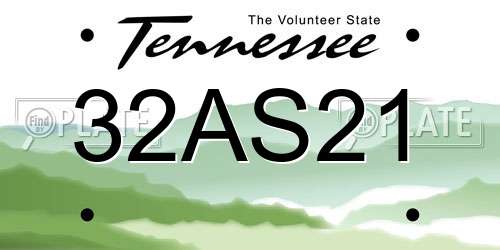 32AS21 Tennessee License Plate