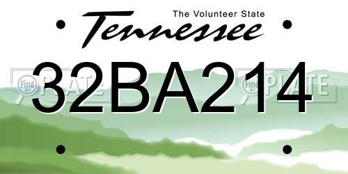 32BA214 Tennessee License Plate