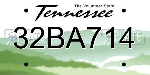 32BA714 Tennessee License Plate
