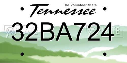 32BA724 Tennessee License Plate