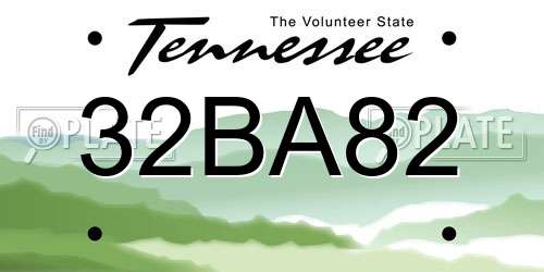 32BA82 Tennessee License Plate