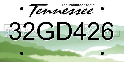 32GD426 Tennessee License Plate