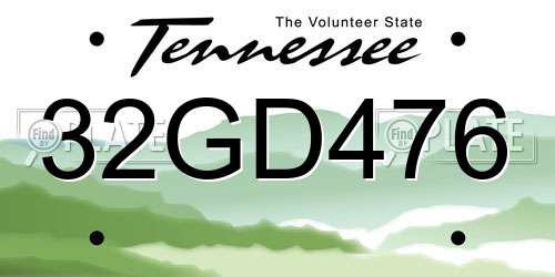 32GD476 Tennessee License Plate