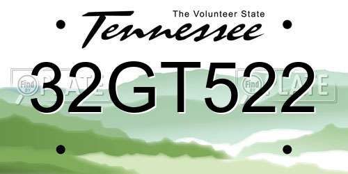 32GT522 Tennessee License Plate