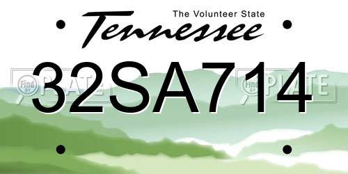 32SA714 Tennessee License Plate