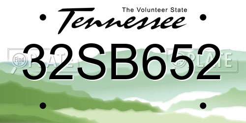 32SB652 Tennessee License Plate